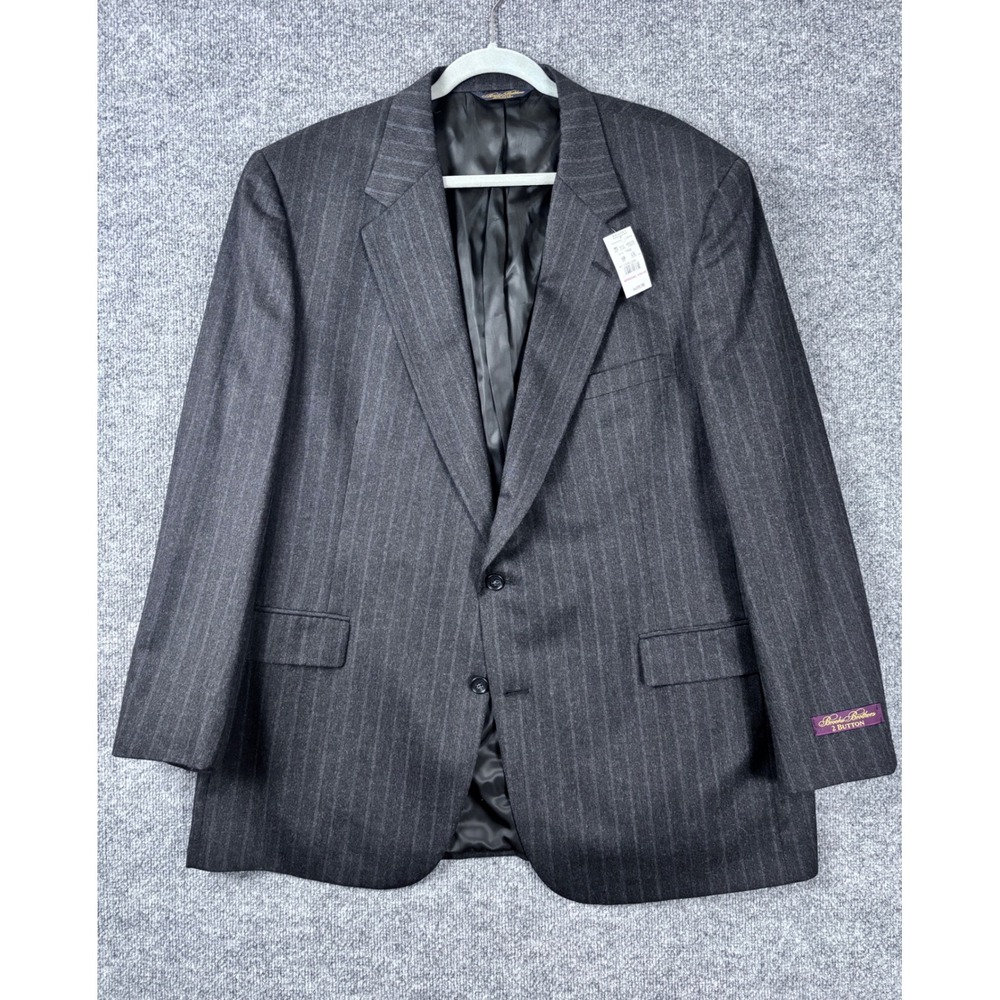 NWT Brooks Brothers Suit Mens 48L Charcoal Grey Pinstripe 2 Button Wool